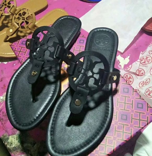 

new arrival designer women sandals casual flip flops genuine leather multicolor luxury girl slides women sandals, Black
