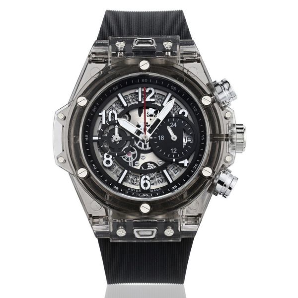 

men watch clock women wristwatch fashion couple man sports watch transparent lovers waterproof, Slivery;brown