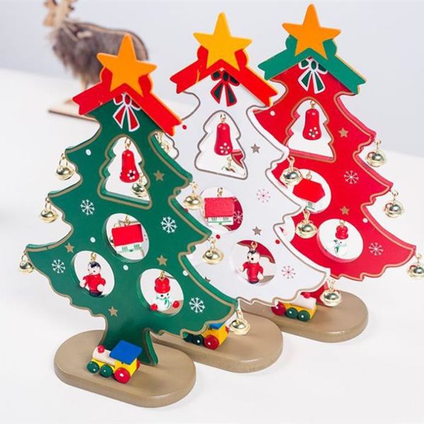 

new year 2020 creative diy wooden christmas tree decoration for home navidad jingle bells ornament xmas tree table desk decor