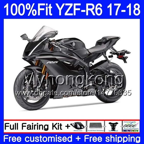 Инъекции матовый черный фондовый корпус для YAMAHA YZF600 YZF R6 YZFR6 2017 2018 248HM.5 и YZF 600 и YZF Р 6 и YZF-600 и YZF-R6 в 17 18 обтекатели комплект + 7gifts