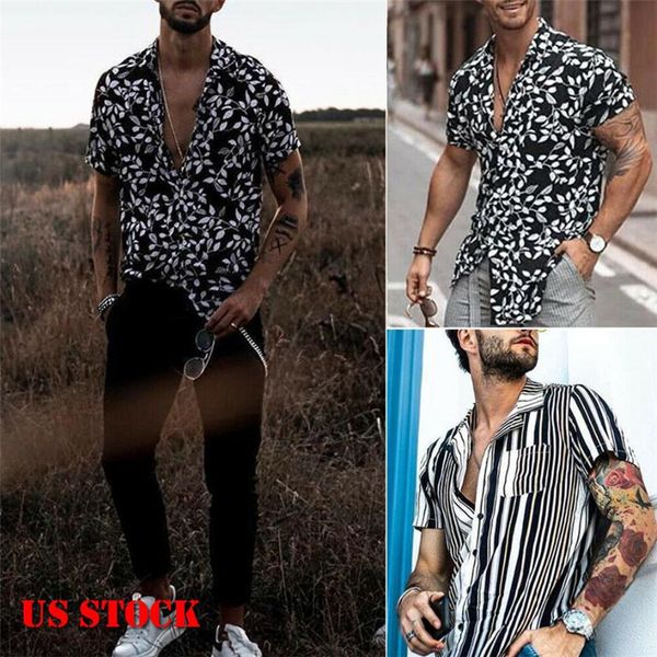 

2019 new fashion men printed shirts stylish slim fit short sleeve men shirts england style cotton clothing -3xl, White;black