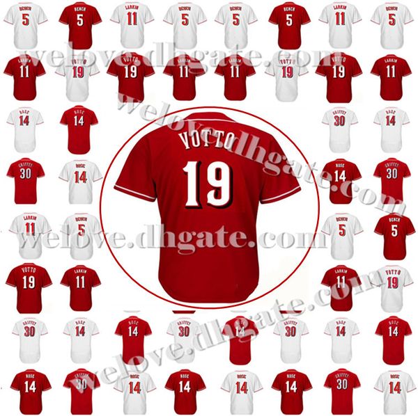 

Cheap Sale Mens 30 Ken Griffey Jr 19 Joey Votto 14 Pete Rose Baseball Jersey 17 Chris Sabo Top quality Jerseys