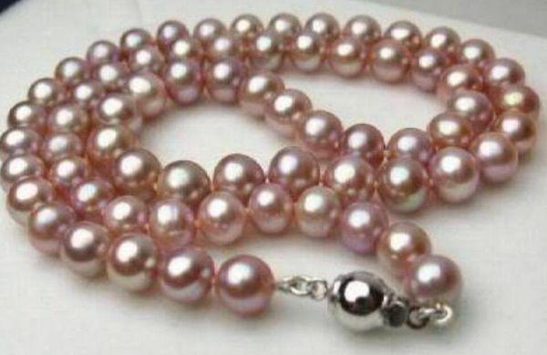 

fine pearls jewelry gorgeous natural 7-8mm lavender pearl necklace 18inches, Black