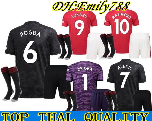 

kit 19 20 manchester soccer jerseys united home lukaku away third 2019 2020 pogba alexis rashford men sets #5 maguire football shirts, Black;yellow