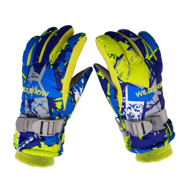 

new boy girl warm ski gloves windproof water repellent non-slip wear resistant adjustable wrist buckle breathable ski gloves