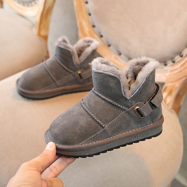 

children' shoes winter models children' snow boots leather thick warm boys casual boots girls cotton boots, Black;grey