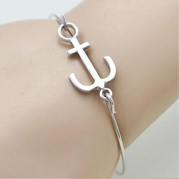 

bracelets for women fashion jewelry gold plated charms beautiful anchor bracelet cuff bangle men pulseras friend gift charm bracelets, Golden;silver