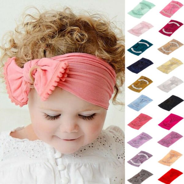 

pudcoco soft baby girls kids toddler bow hairband headband turban big knot head-wrap kids headwear, Slivery;white