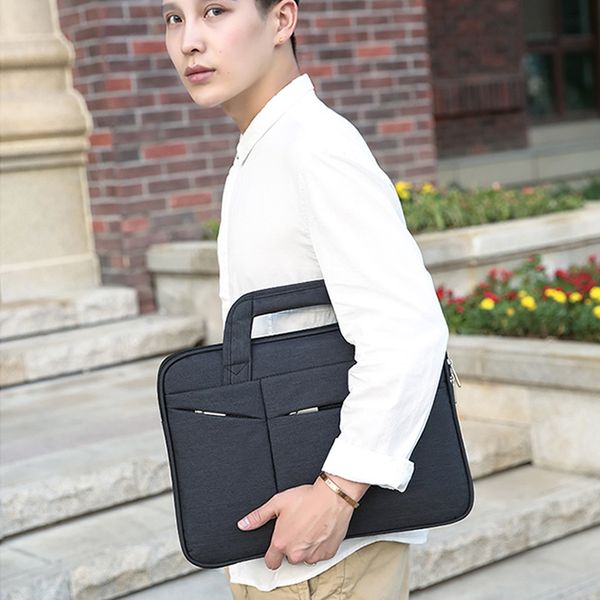 

16in men simple briefcase oxford cloth waterproof wear-resistant lapbag c55