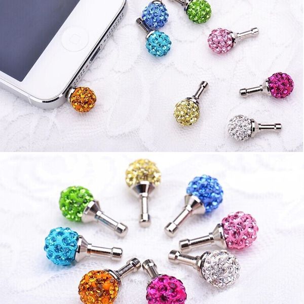 Spina antipolvere Bling Diamond Spina universale per auricolare per telefono cellulare da 3,5 mm per iPhone 5 6 Samsung HTC iPad Colore casuale