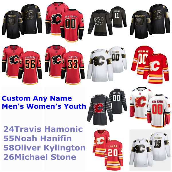 

s-6xl calgary flames 2020 all-star hockey jerseys 24 travis hamonic jersey noah hanifin 58 oliver kylington 26 michael stone custom stitched, Black;red