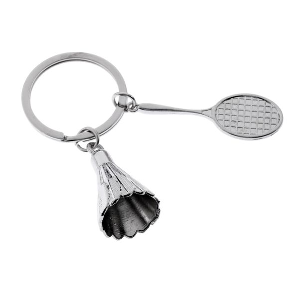 

alloy keychain / key ring /pendant with mini badminton racket & shuttlecock model - great gift