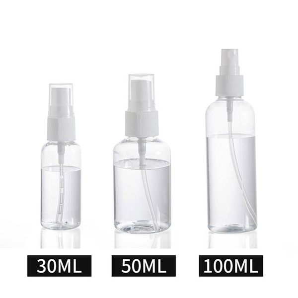 Sundries domésticos Fine névoa clara garrafas de pulverização com tampa de bomba, reutilizável e recarregável pequeno plástico vazio para viagens