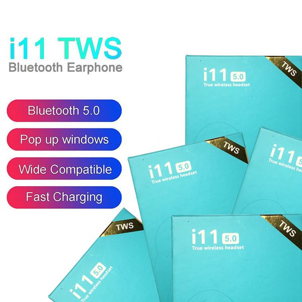 

I11 tw wirele bluetooth headphone earbud with pop up window twin mini earbud for all phone android i11 5 0 touch control blue box