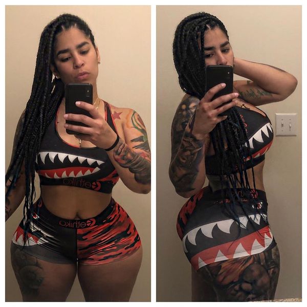 

ethika 2 шт. женщины купальники пляжная форма купальник плавать шорты плед купальник акула камуфляж etws6 камуфляж купальники бикини набор, White;black