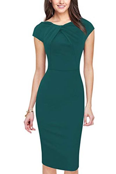 

women's sleeveless pleated midi pencil dresses wear to work dress, Black;gray
