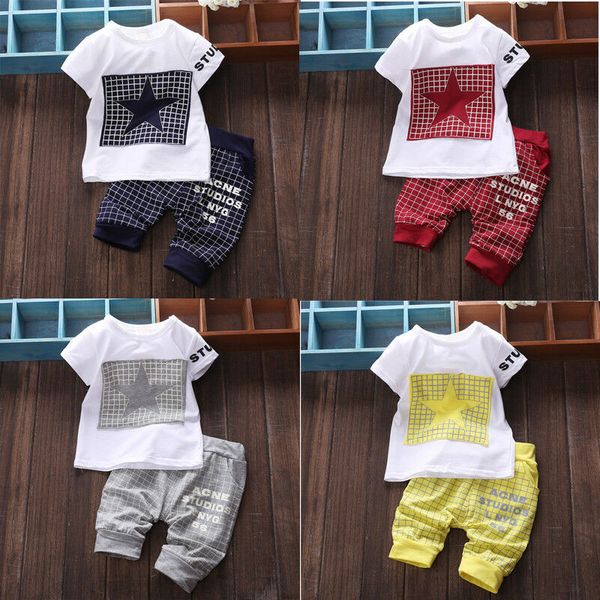 

fashion baby boy kid short sleeve shirt sportswear short pant outfit, White