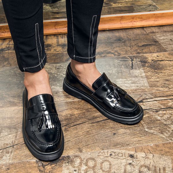 

man fashion new casual leather shoes men, Black