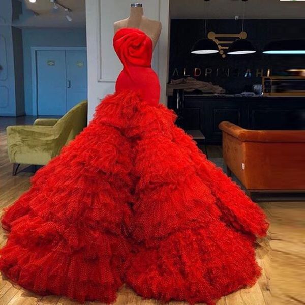

beautiful red cascading tiered ruffles quinceanera dresses for juniors sweet 15 vestidos strapless pleats trumpet backless evening gowns, Blue;red