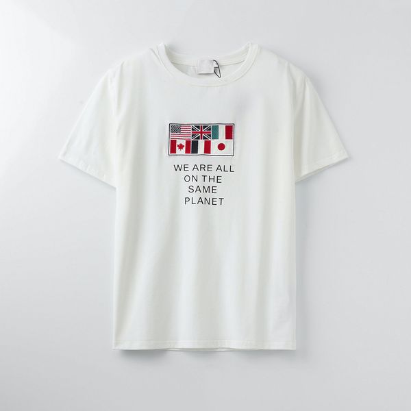 

designer women tee luxury summer t shirt with flags print men women brand t shirt casual tees mens clothes size s-2xl, White