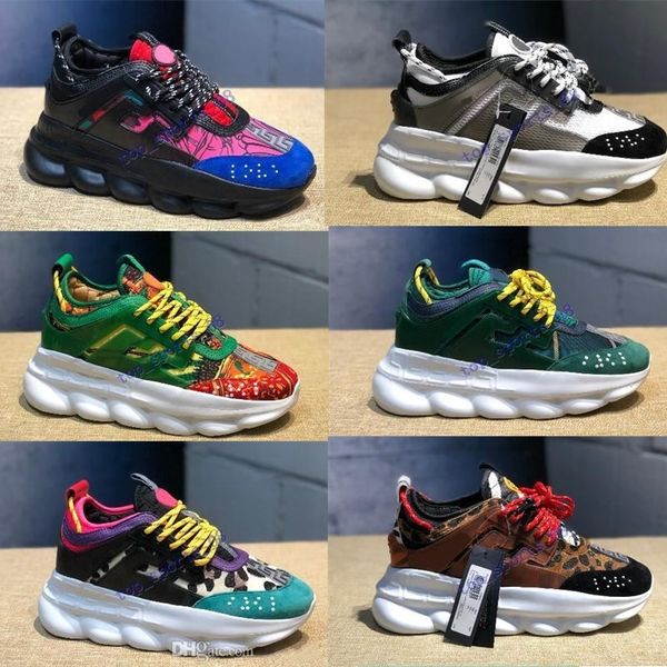 

2019 Роскошная обувь цепная реакция ulzzang папа черный Повседневная обувь Белый Mesh Rubber кожа Flat Мужчины женщин Мода кроссовки 5-11