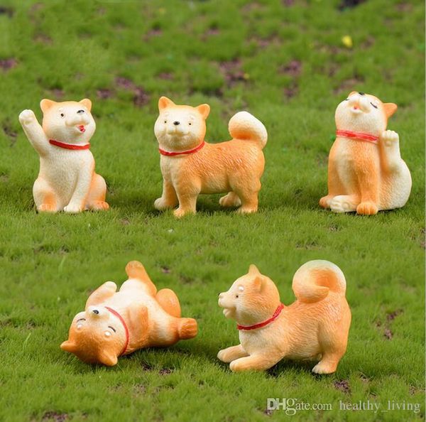 

little yellow dog miniature akita dog animal micro-landscape decoration garden accessory bonsai cactus succulent diy material -z077