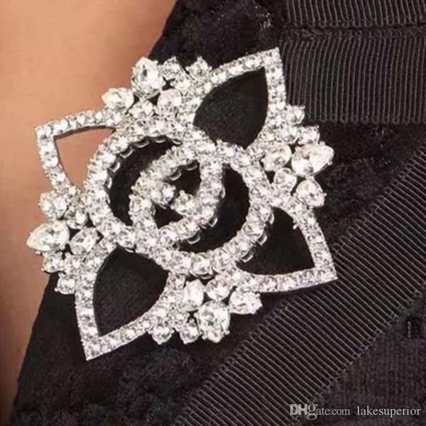 

женщины brand дизайнер брошь rhinestone цветка letters роскошные брошь костюм отворотом pin верхнего качества подарка ювелирных изделий для, Gray