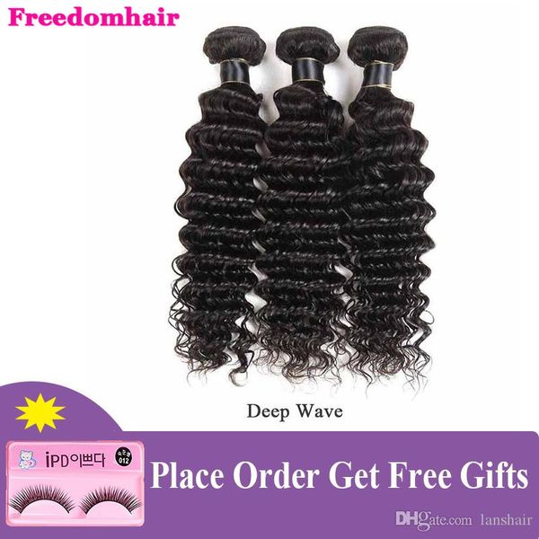 

малазийский девы волос плетение связки deep wave 1 3 4 связки natural black удлинитель бразильский волос remy глубокая волна бесплатная дост