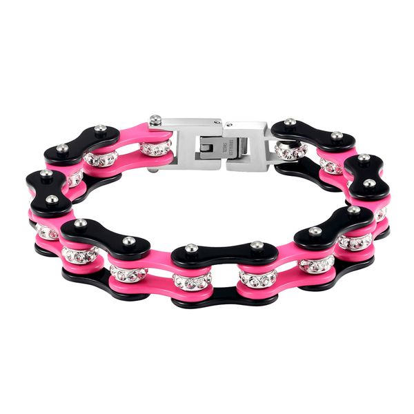 

fashion women and man double color stainless steel bracelet bicycle chain punk rock motorcycle chain bracelet jewelry wholesale, Golden;silver