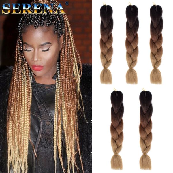 Ombre Three Mix Colors Kanekalon Braiding Hair Synthetic Jumbo