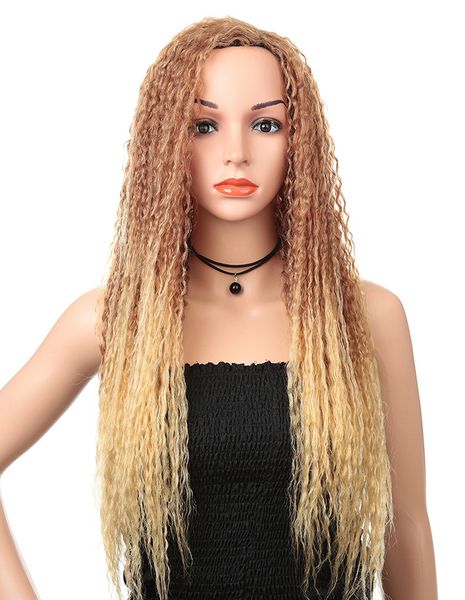 

fashion hairstyle 1b ombre curly hair wig 28 inches synthetic hair wigs no lace front cosplay wig for american african synthetic wigs, Black