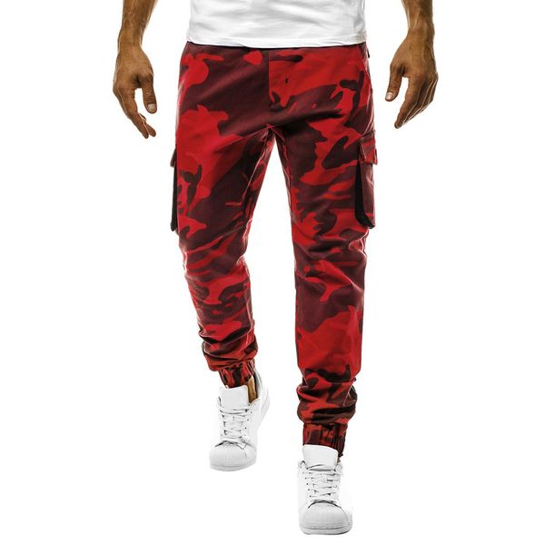 

overalls men cargo camouflage trousers sweatpants stitching multi-pocket loose casual hip-hop streetwear sports pants plus size, Black