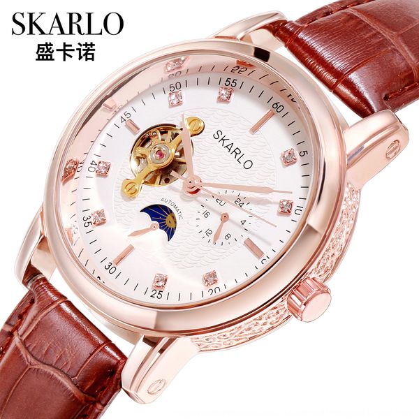 

g6bow skarlo swiss multi-function automatic hollow mechanical men's waterproof skarlo swiss multi-function automatic hollow tourbillon, Blue