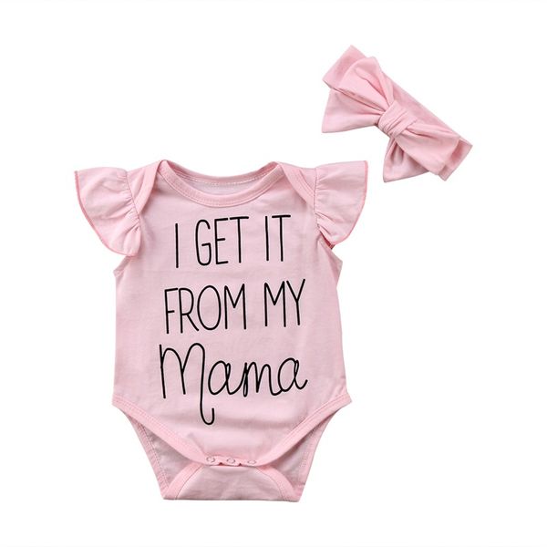 

2pcs newborn infant clothes baby girls floral cotton bodysuit jumpsuit flying sleeve headband outfits clothes set, Blue
