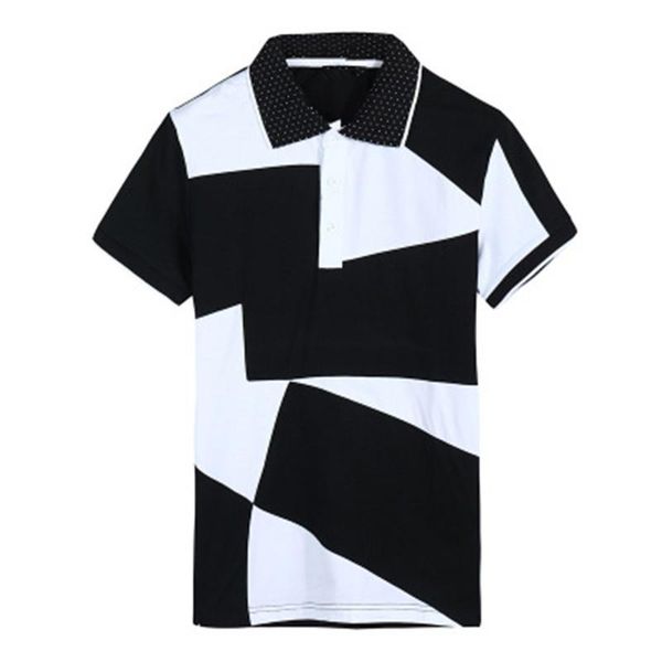 

designer polo shirt male summer fashion new men 's black and white stitching cotton short polo -sleeved polo shirt slim men elegant, White;black