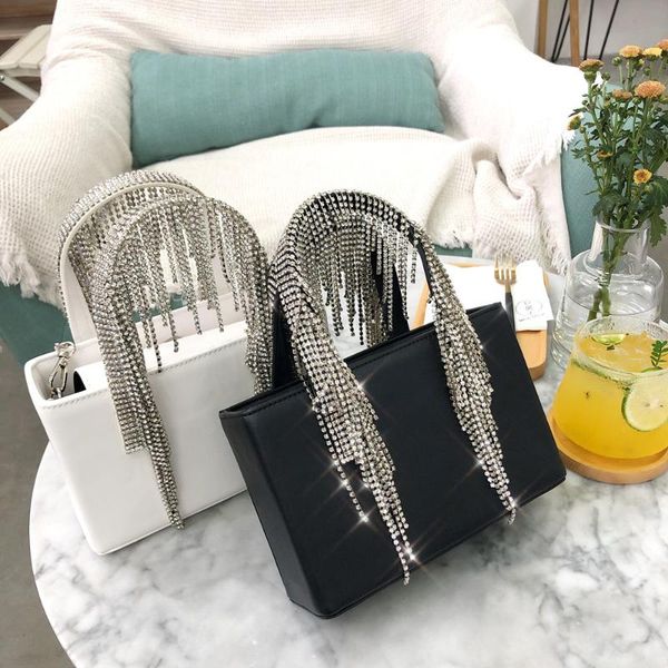 

2020 new king niche rhinestone tassel bag flash diamond portable small square bag chain messenger female leather handbags