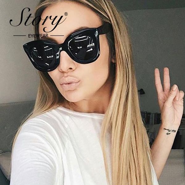 

story original women's sunglasses female cat eye sun glasses acetate retro sunglass elegant oversize eyewear oculos, White;black