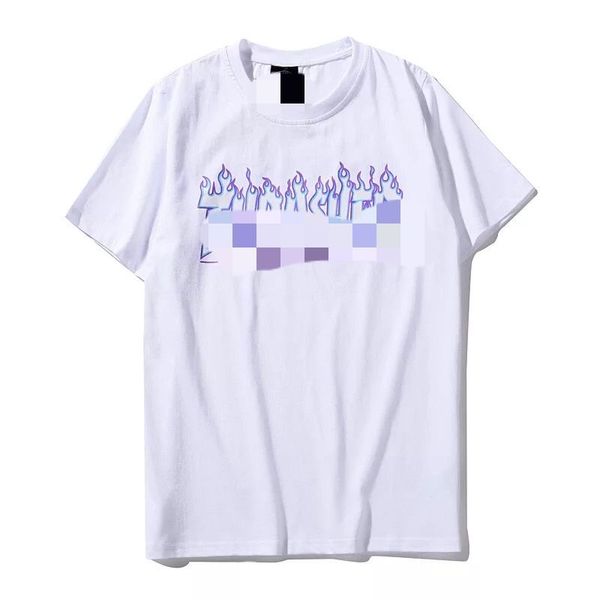 

european and american fashion flame short sleeve us version of the classic hip-hop hip-hop men and women lovers t-shirt, White;black