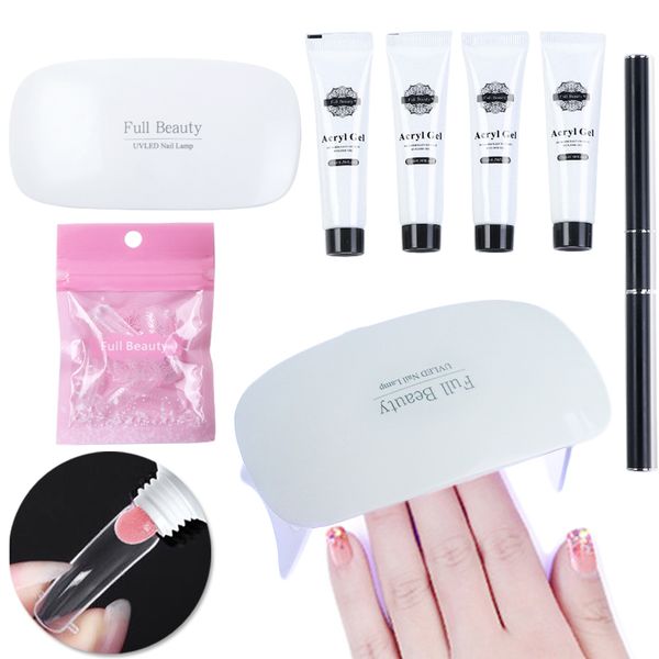 

7pcs extension manicure set mini nail dryer gel uv led usb lamp acrylic nails extension glue steel pen nail art tools kit ji1029