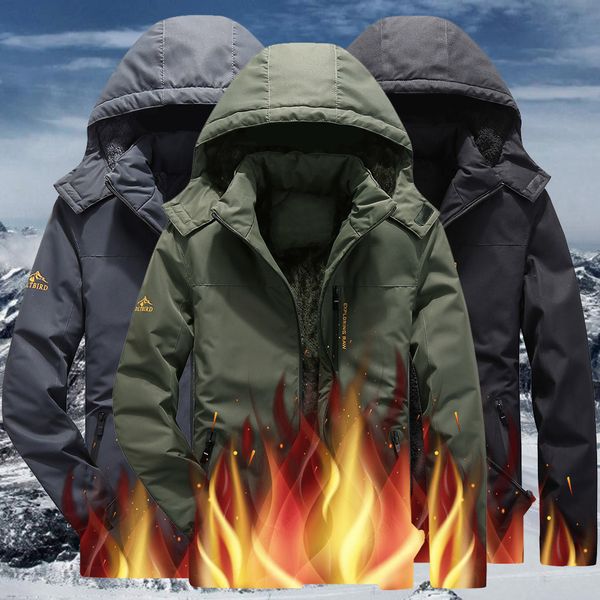 

2019 winter mne's casual hooded zipper fleece outdoor jacket coats men's fashion outdoor windbreaker jaqueta masculino z0822, Black;brown