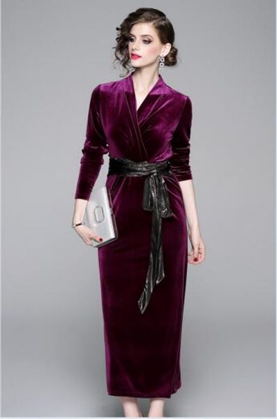 

temperament v-neck dress slim strap velvet vintage dress, Black;gray