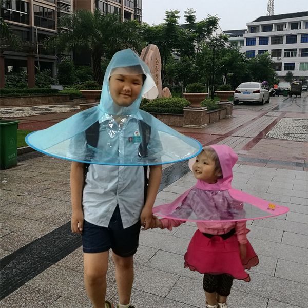 

ocp2m children's ufo raincoat odorless eva head-mounted hiking poncho printable pattern children's ufo raincoat odorless eva head, Red;brown