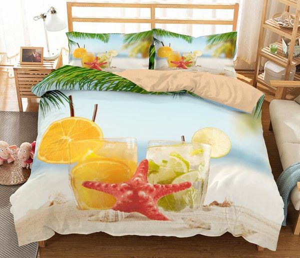 

3d starfish seaside printed bedding set hawaii style duvet cover 3 pcs bedding cloth with pillowcase