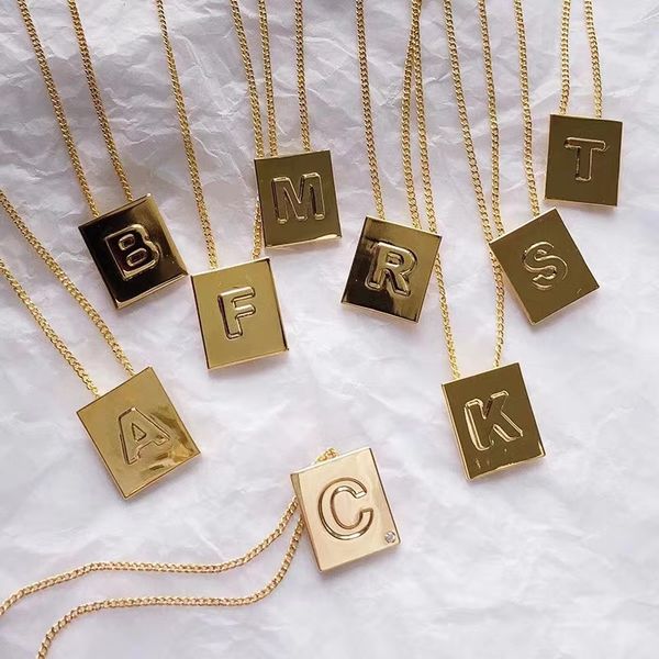 

simple square letter necklace for women 2019 new gold color alphabet name necklaces & pendants friends birthday gifts, Silver