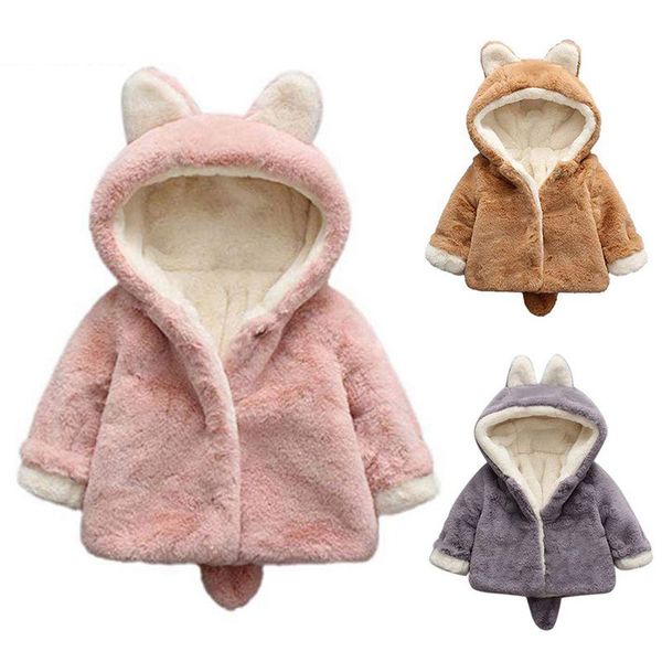 

infant girls fur coats autumn winter thick jackets warm hooded outerwear coat newborn clothes baby playsuit aelnn583, Blue;gray