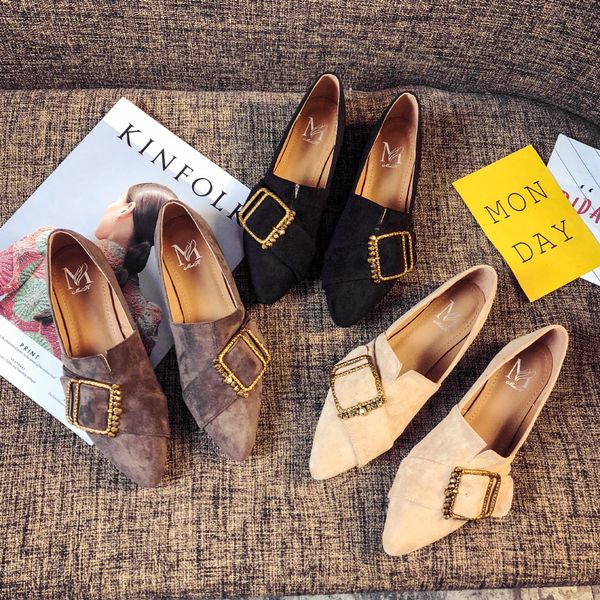 

2020 новый конструктор мокасины женская обувь sexy suede leathere остроконечные toe скольжения на балерина мокасины женская обувь удобная p5, Black