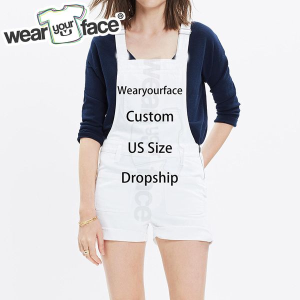 

custom dropship us size 3d all over printed overalls hipster playsuits hipster summer street wear men women, Black;white