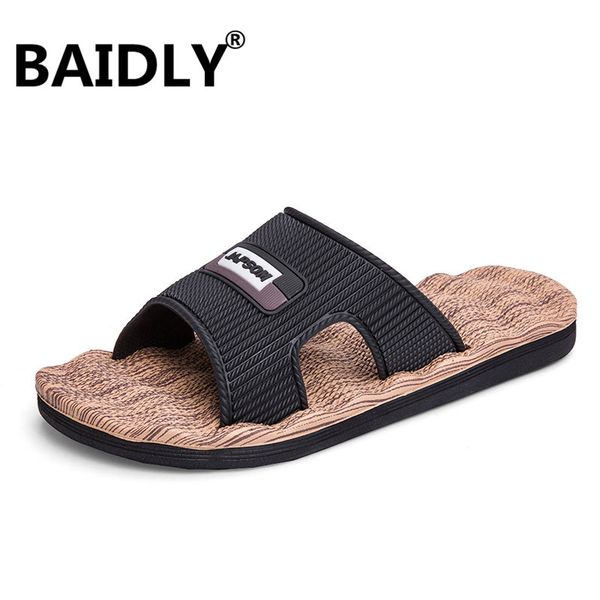 

new summer cool water flip flops men soft massage beach slippers fashion man casual shoes big size zapatos, Black