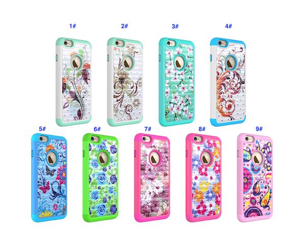 

flower shockproof case for iphone 11 pro max xr xs max 8 7 6plus samsung s10 note 10 diamond 2in1 hard pc+tpu lace case