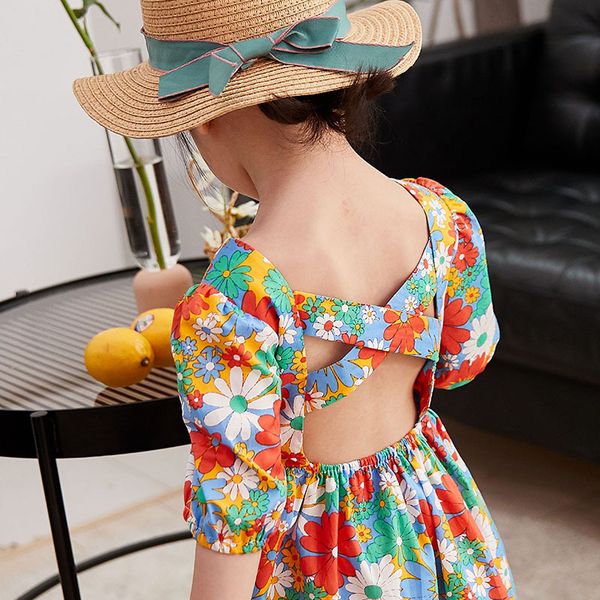 

summer flower girl dress fashion princess dresses children casual school wear clothes brief kids sundress 2-6years, Red;yellow
